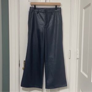 NWOT Kut From The Kloth Navy Faux Leather Wide Leg Pants Size 2